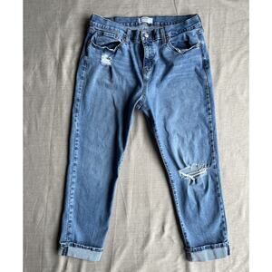 DENIZEN Levi's Women's 10 W30 Mid-Rise Cropped Boyfriend Jeans Blue Distressed